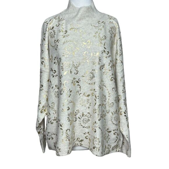 Liz Claiborne Womens Mock Neck Long Sleeve Scroll Pullover Sweater Plus Size 2XL - Picture 1 of 11